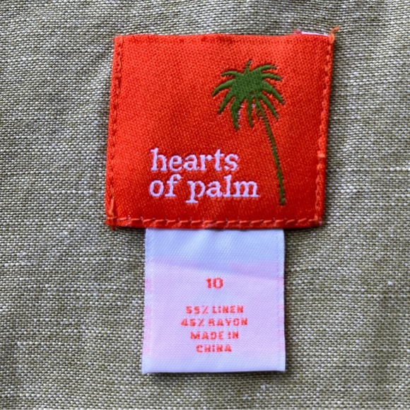 Hearts of Palm Green Linen Blend Shirt with Flamingos - Size 10 - Picture 9 of 11